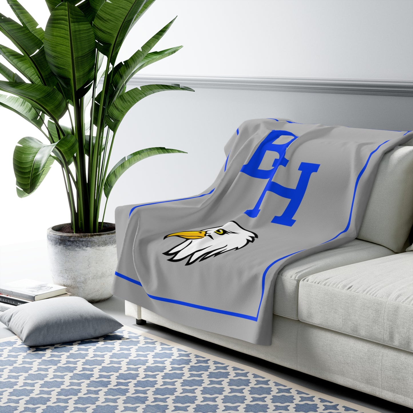 Gray & Blue BH Sherpa Blanket