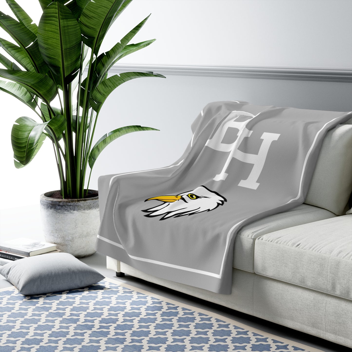 Gray & White BH Sherpa Blanket