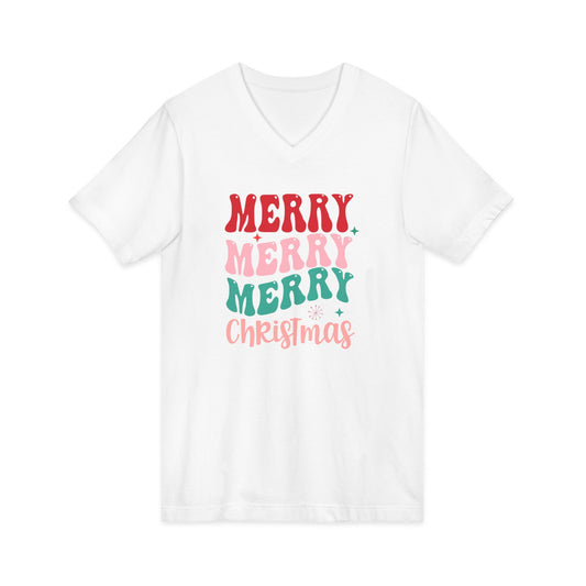 Merry Merry Merry Christmas V-Neck Tee